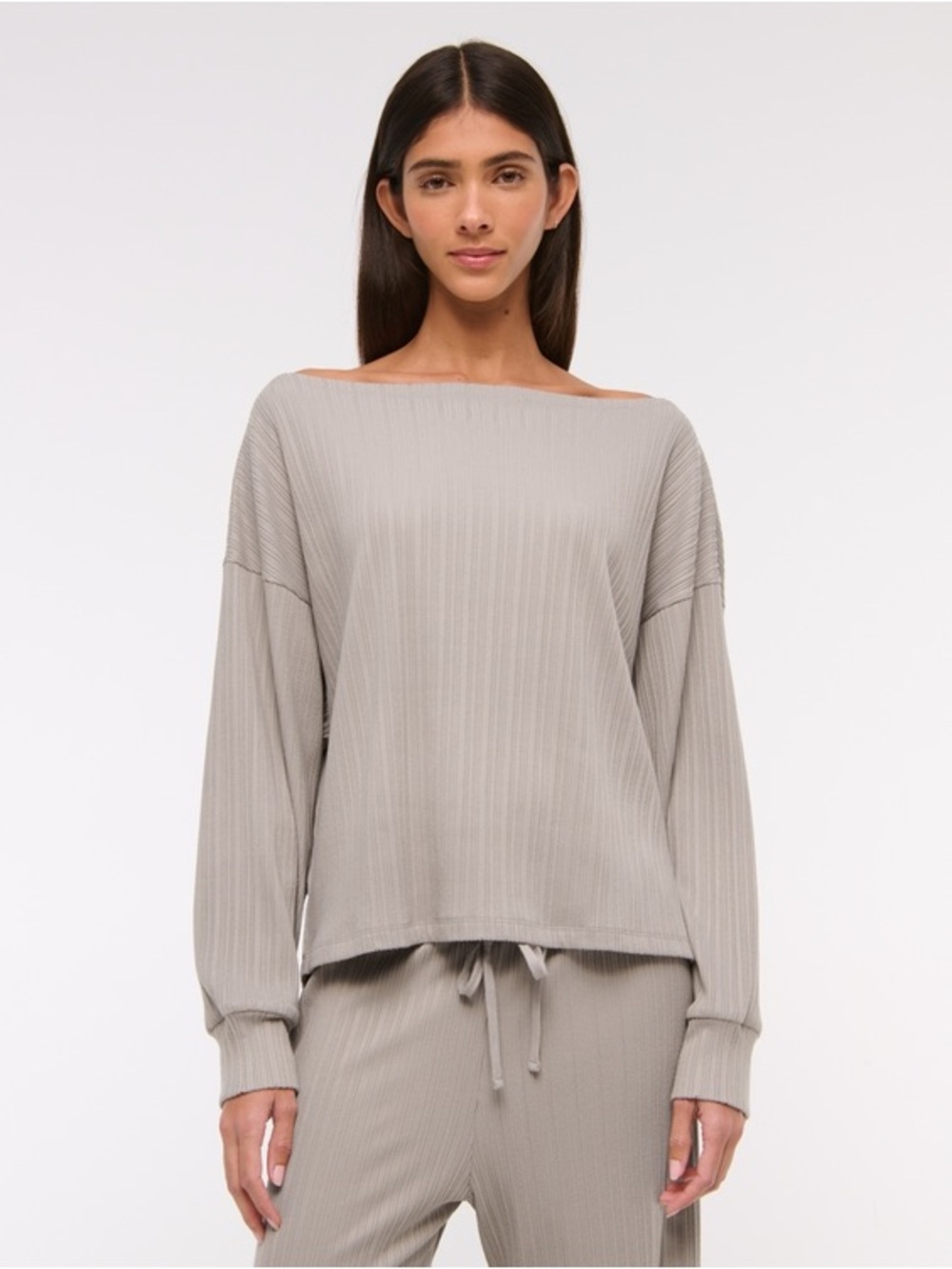 Abercrombie & Fitch | Long-Sleeve Lounge Wide Rib Slash Top